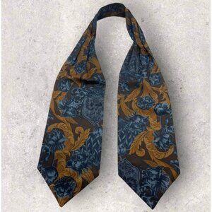 SULKA Silk Ascot Cravat FRANCE Brown Blue Beige Baroque EUC
